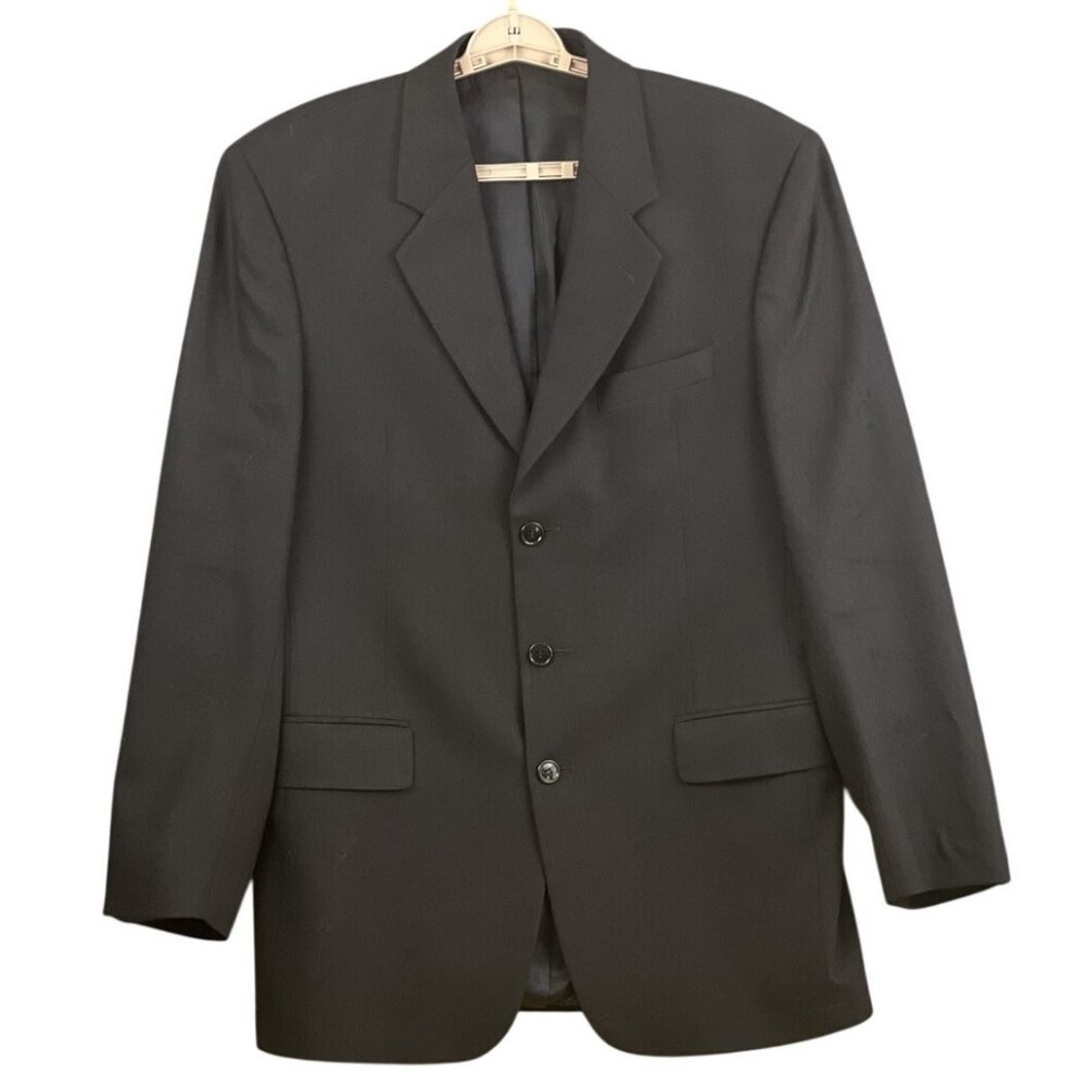 Gianfranco Ruffini Mens 40L Black Suit Jacket 3 Button Classic Fit Blazer Formal